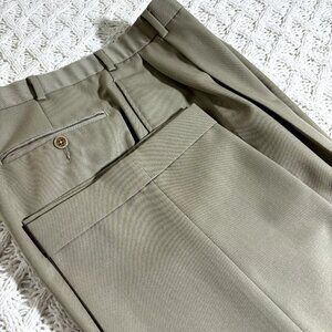 Brooks‎ Brothers 346 Men's Dress Pants W34-35x32 Tan Wool Pleated Trousers MINT